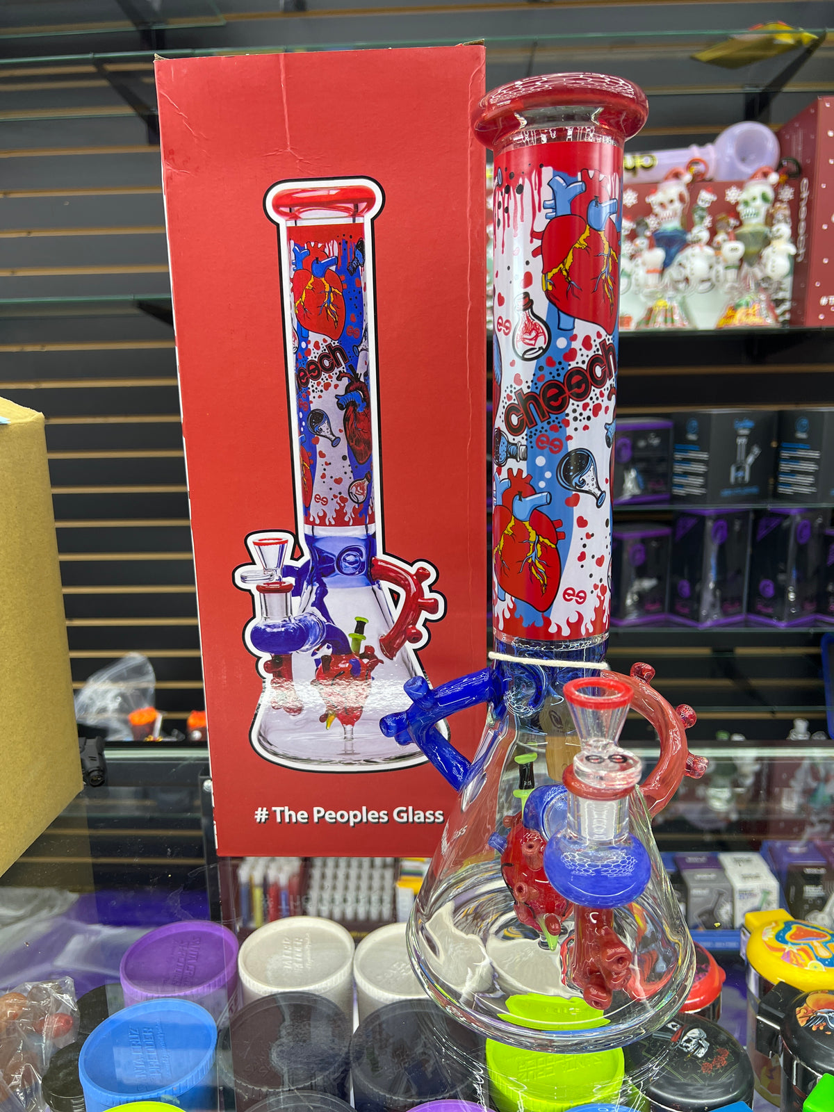 CHEECH GLASS - HEART FELT HITS, LUNGS NOT INCLUDED BEAKER BONG