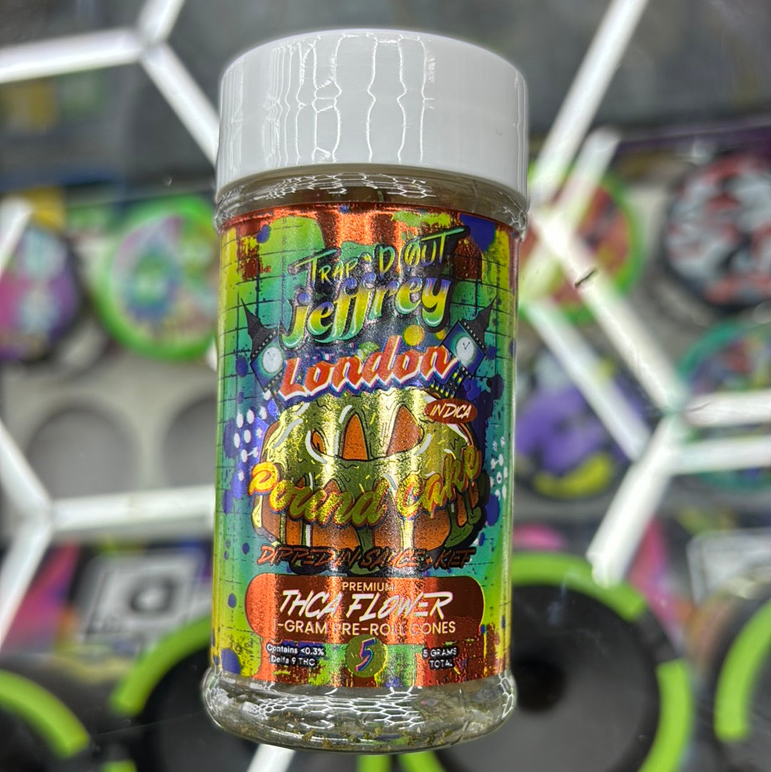 Tapped out Jeffrey, London poundcake Indica THCA flower prerolls