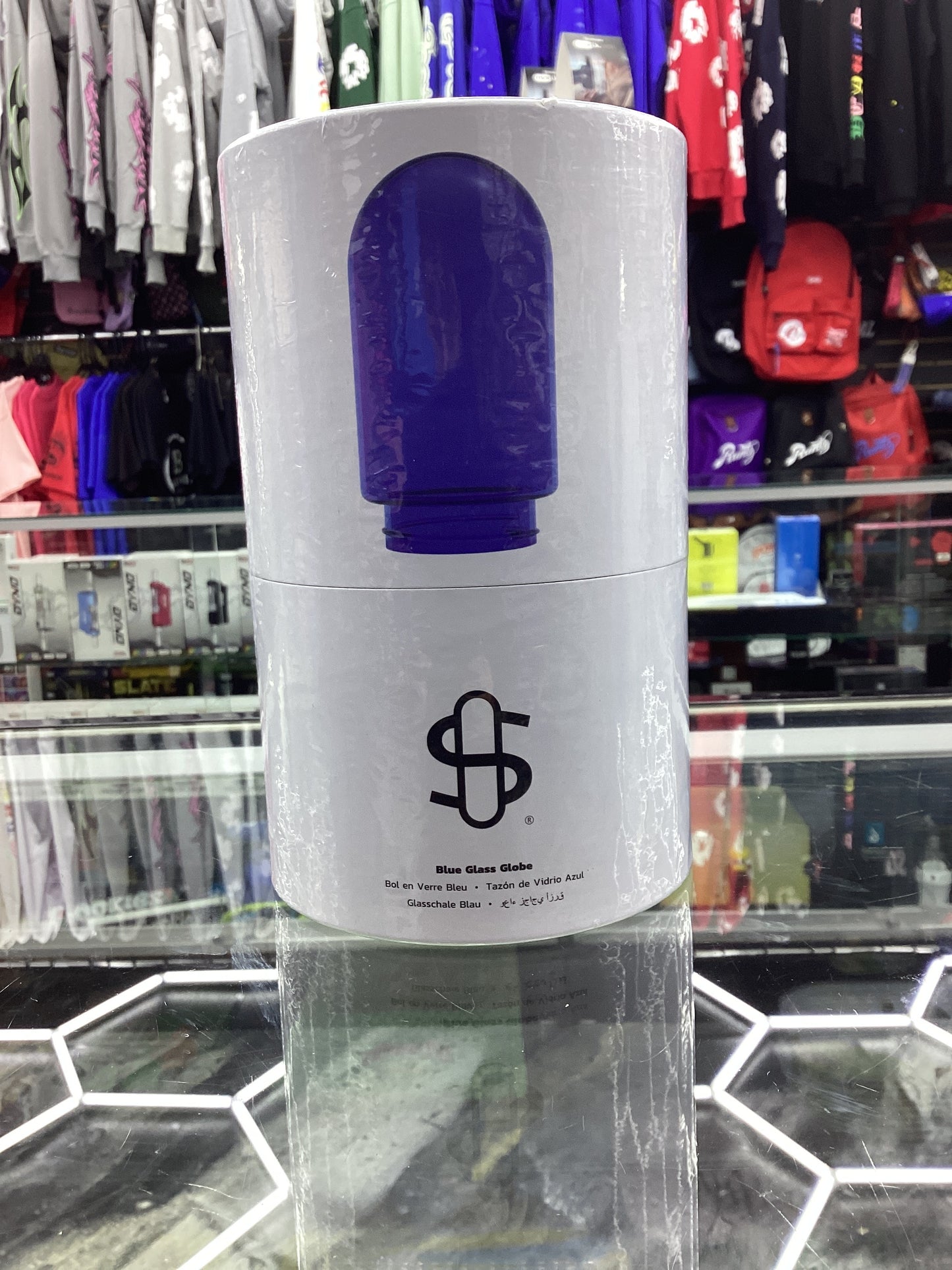 Stundenglass blue glass globe (large)