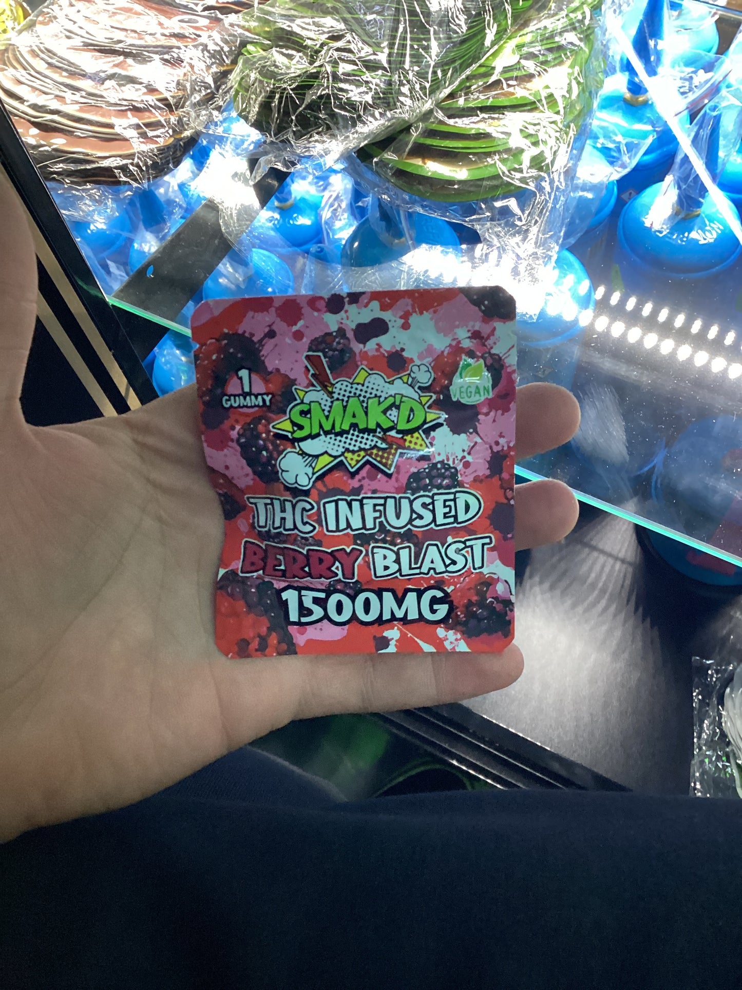 Smak’d THC infuse gummy’s 1500MG 1 gummy per bag berry blast