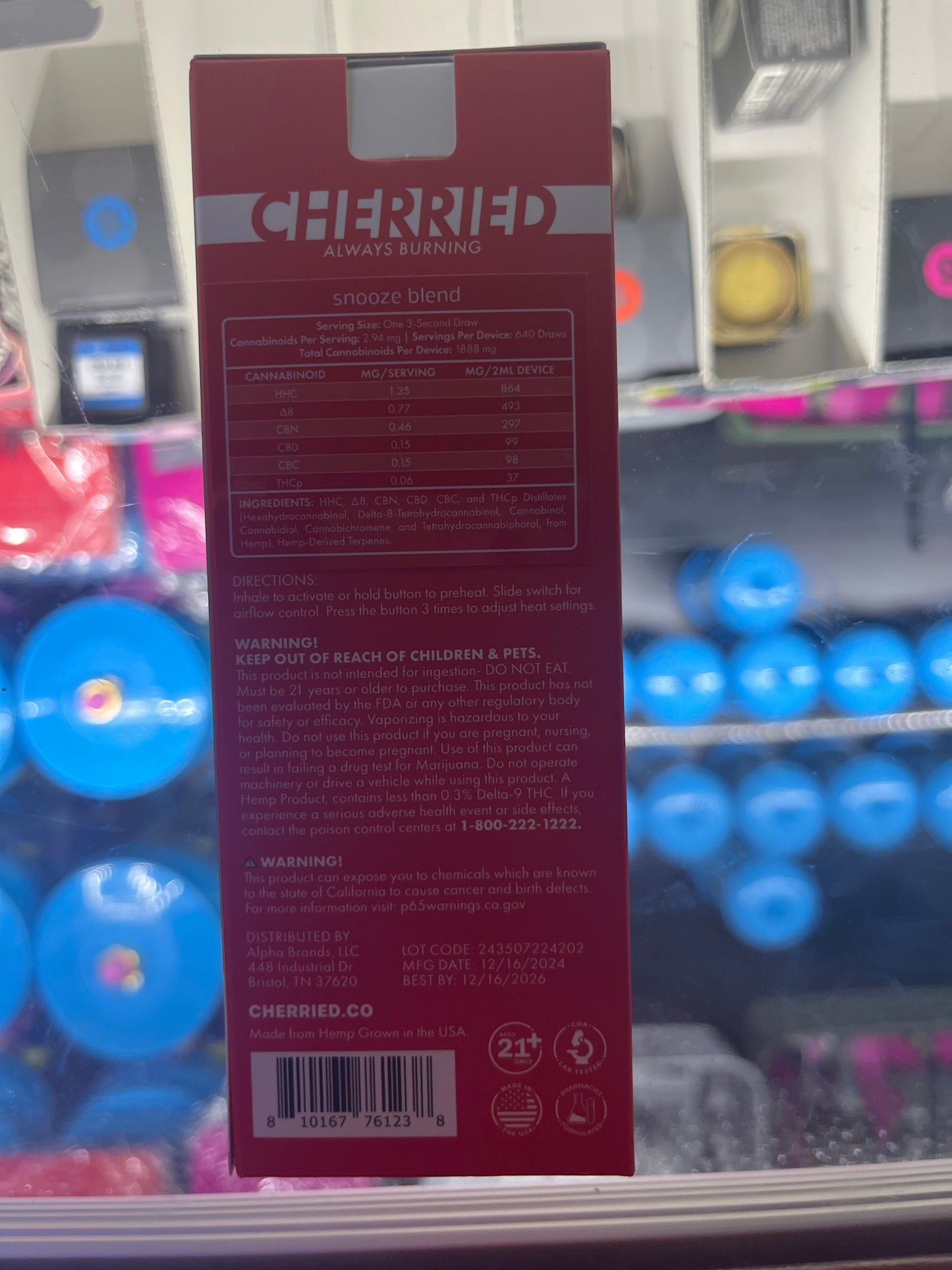 Cherried snooze blend 2g dispo purple octane indica