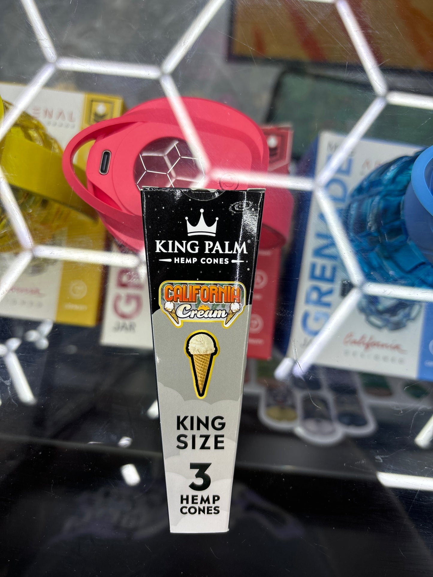 King palm California cream king size 3 hemp cones with flavored tips