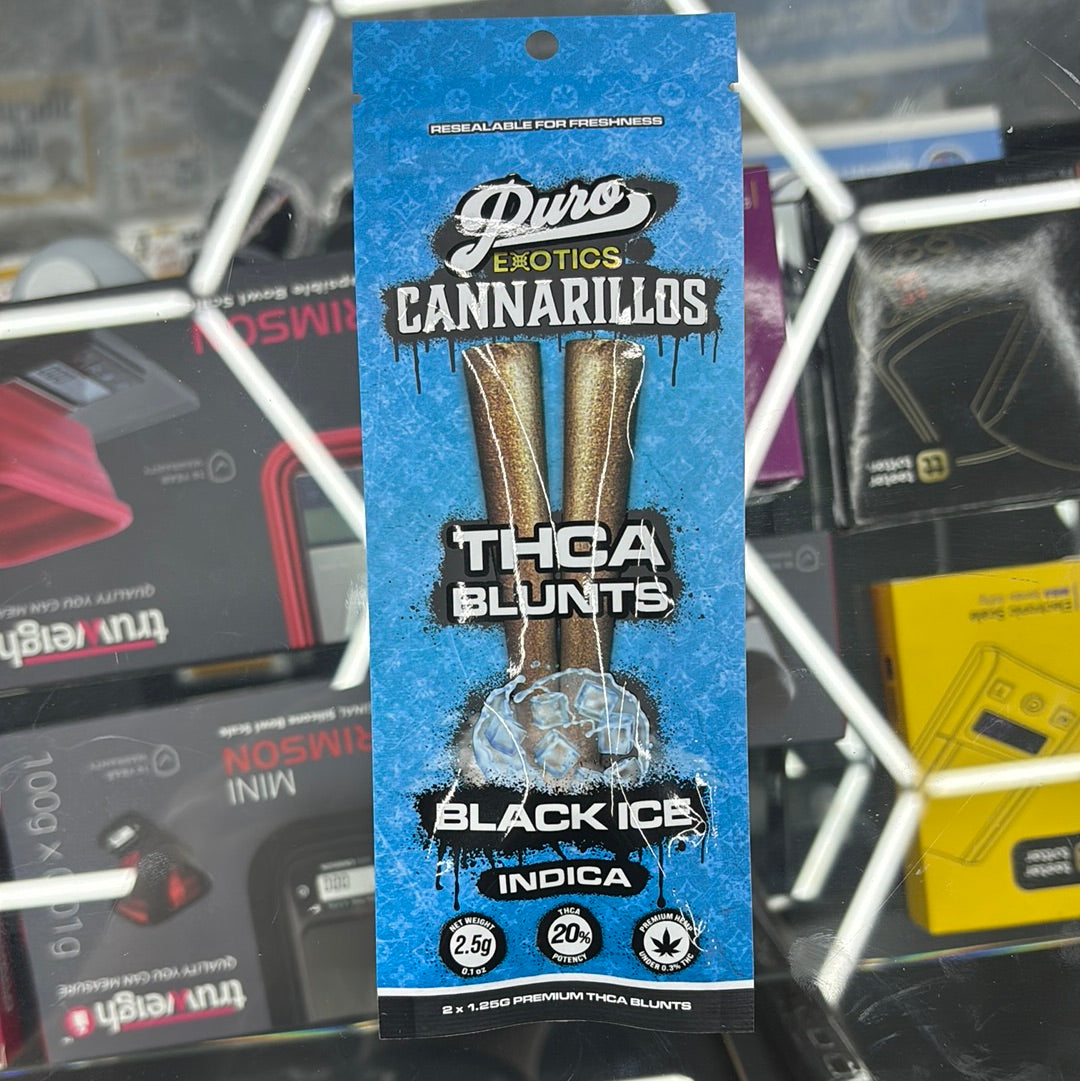 Puro exotics cannarillos black ice 2.5G pre- roll blunts indica