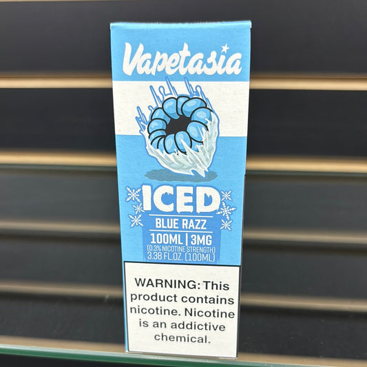 Vapetasia blue razz 3MG, iced