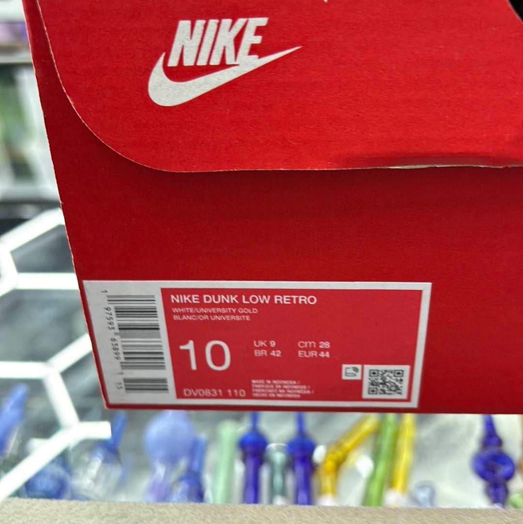 Nike dunk low retro white/university gold  size 10 M ￼