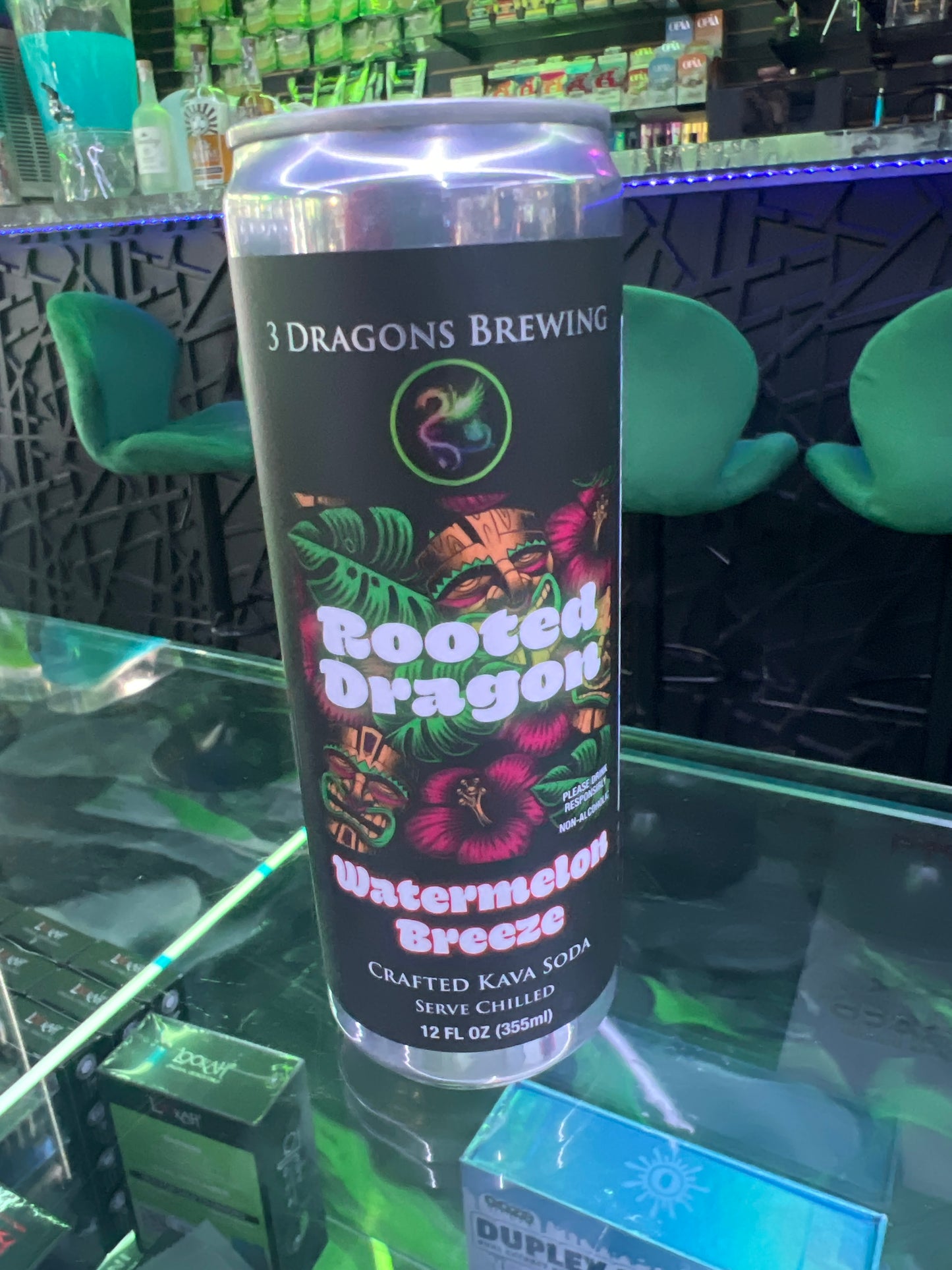 3 DRAGONS BREWING Rooted Dragon Crafted Kava Soda 12floz watermelon breeze