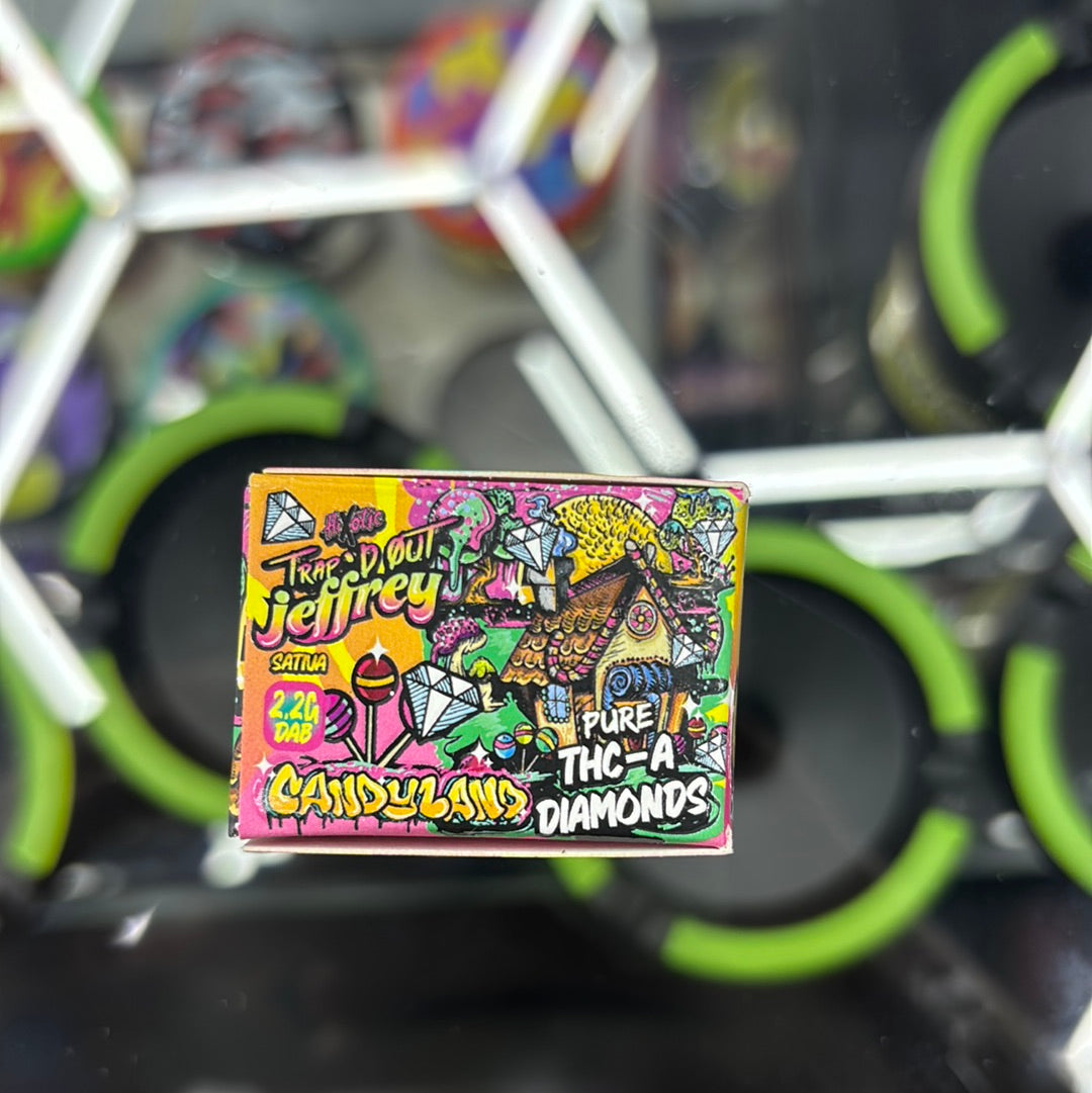 Trap’d out Jeffery candyland THC, a diamonds 2.2 G dabs sativa ￼