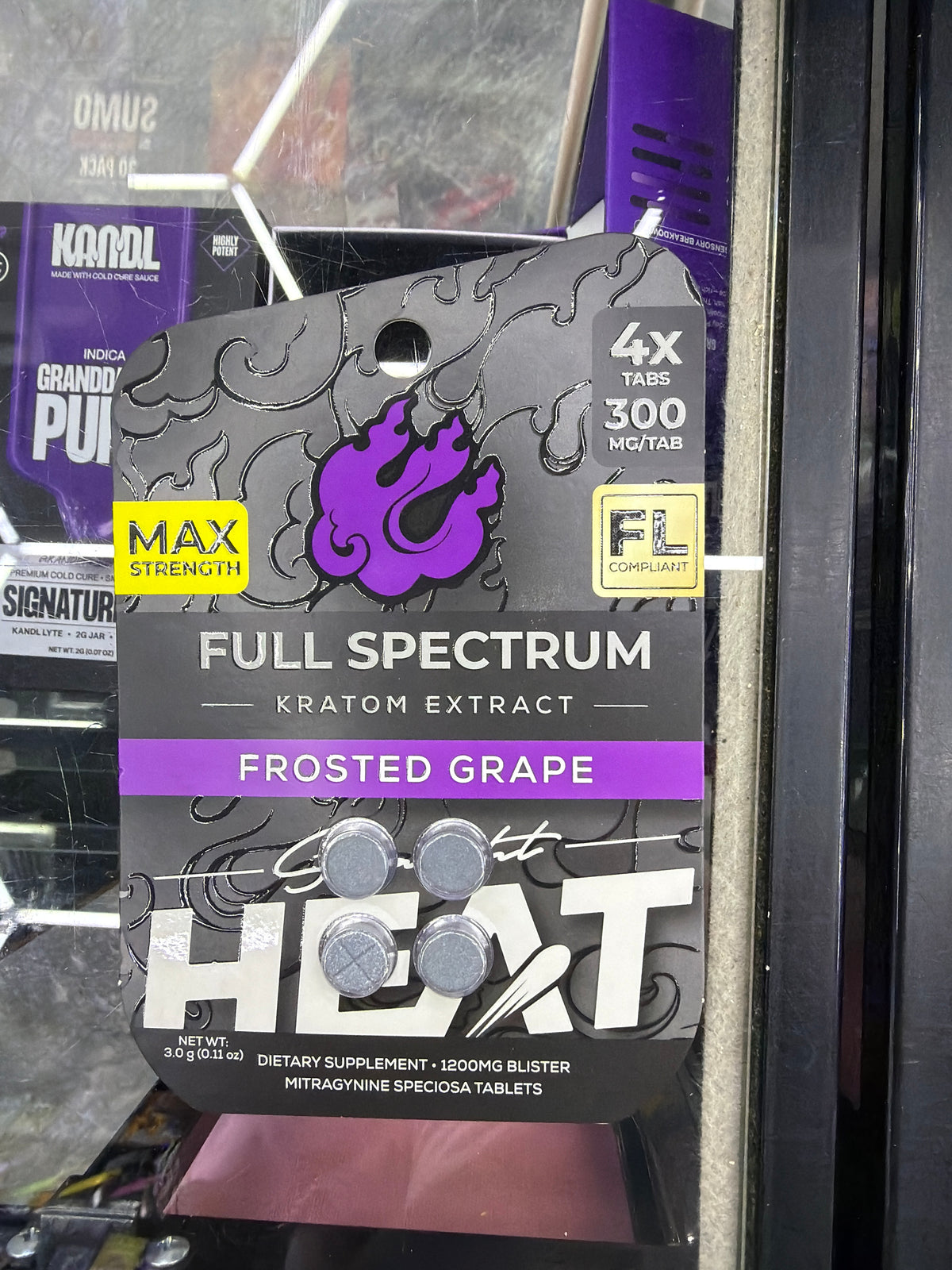 Heat full spectrum kratom extract 300mg x 4ct frosted grape