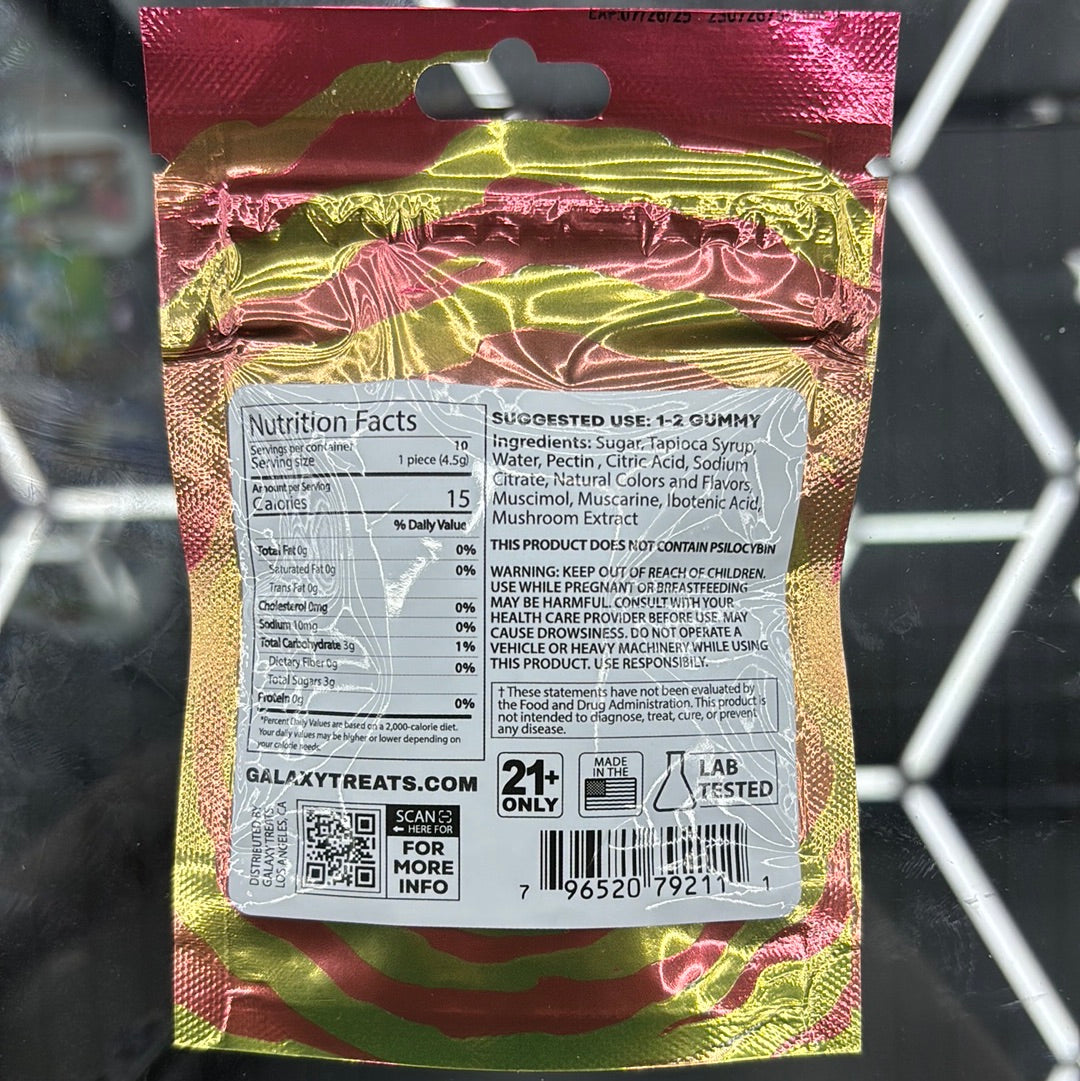 Galaxy treats, Amanita mushroom gummy’s cherry berry, 7500 mg 10 count