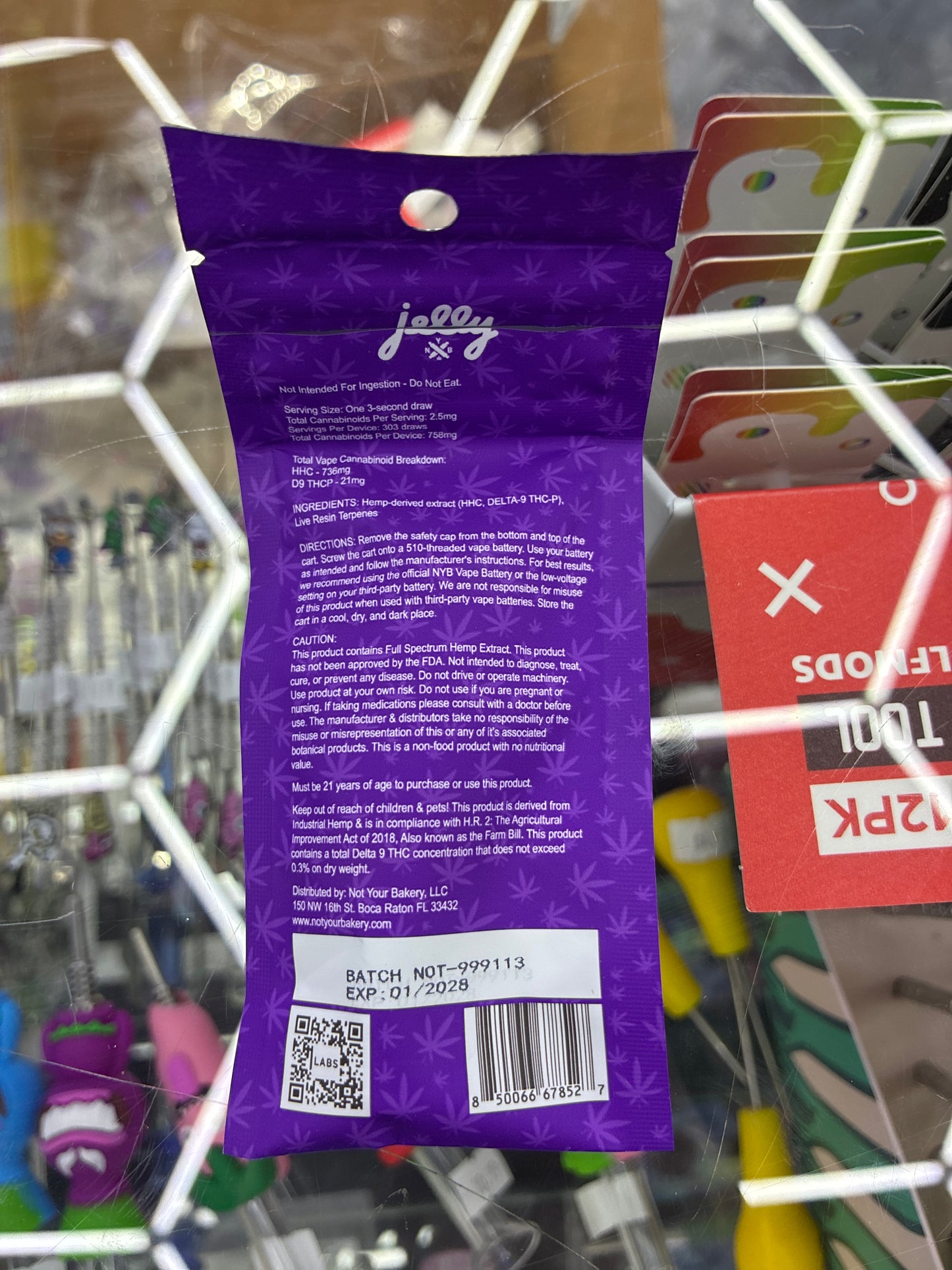 Jelly NYB masterblend 1g cartridge space cake indica