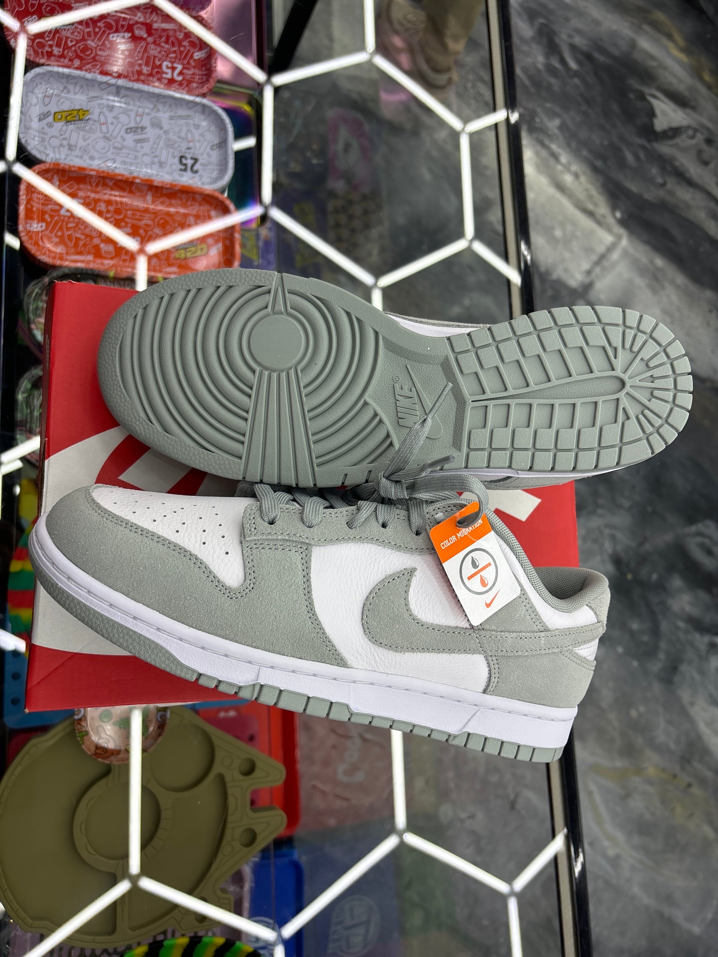 Nike dunk low white/light pumice, size 11 M