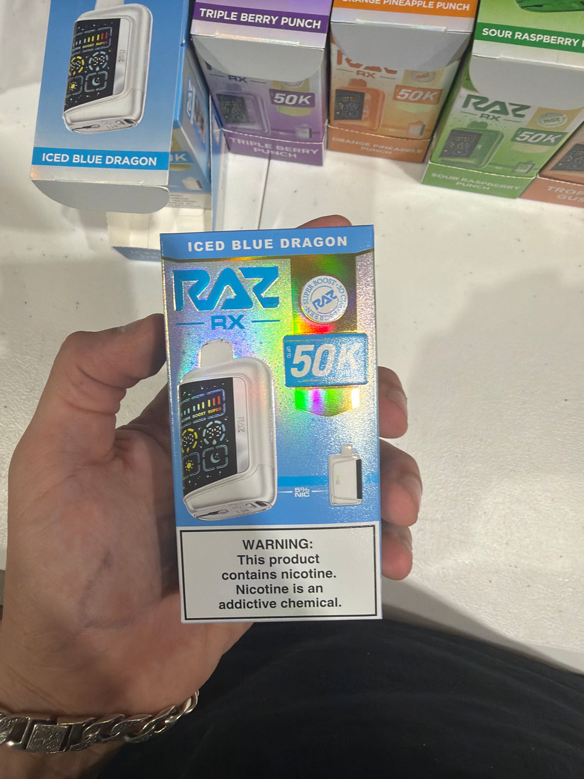 Raz Rx 50k Puffs iced blue dragon
