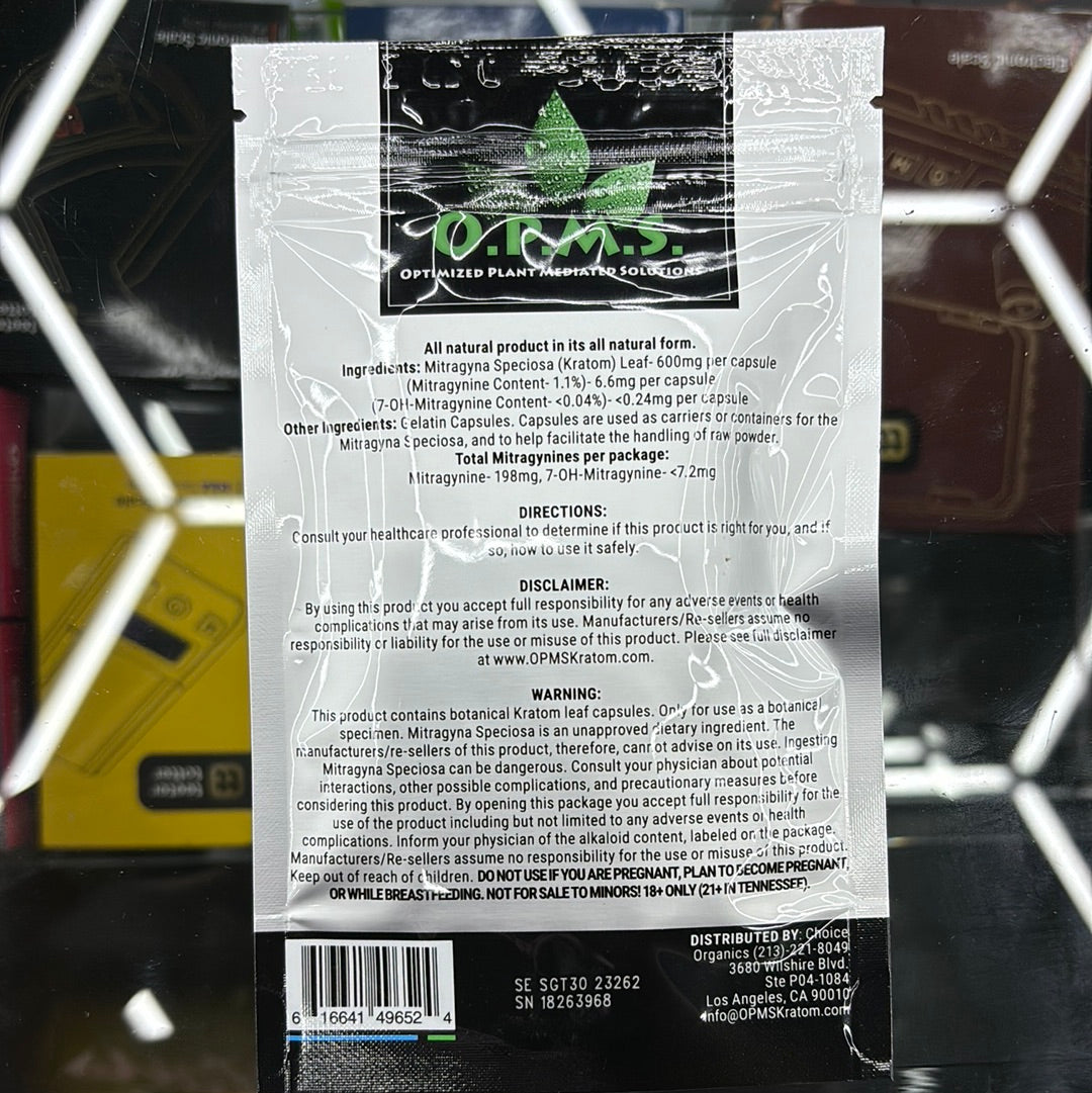 Opms thai kratom 30 capsules silver