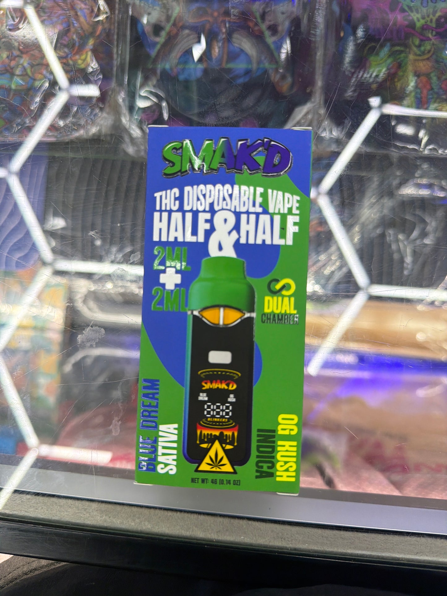 Smakd thca disposable vape Half & Half 2ml + 2ml dual chamber Blue dream sativa / Og Kush indica