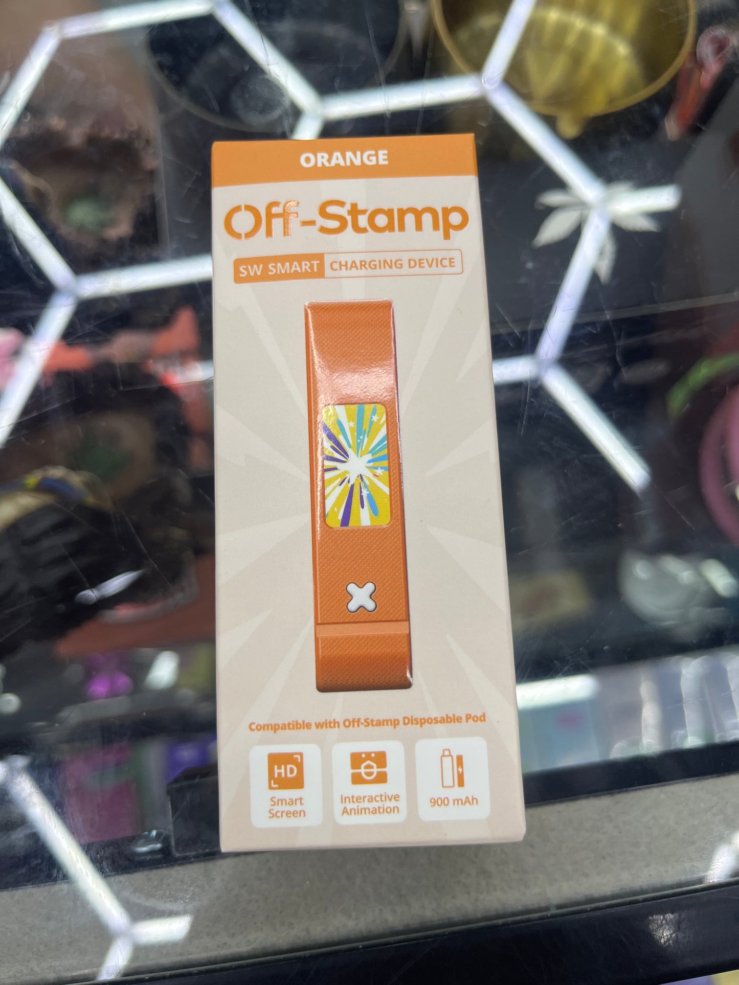 Off stamp orange battery