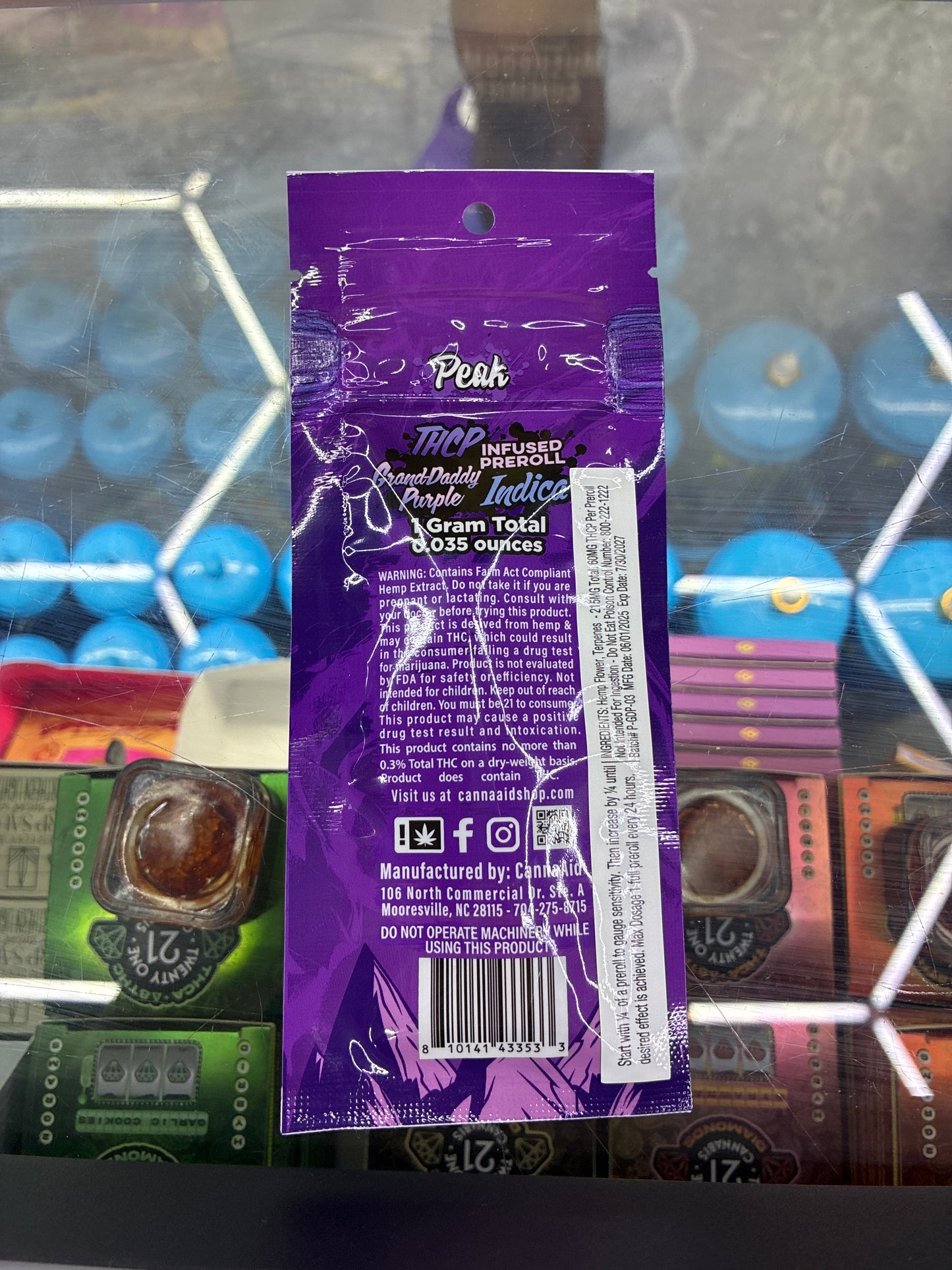 Peak thcp indica grand daddy purple 1g preroll