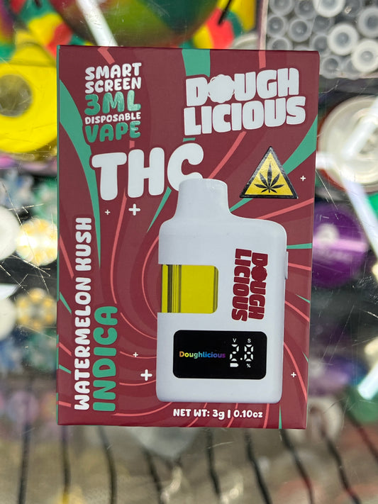 Doughlicious disposable vape thc-a blend 3ml watermelon kush indica