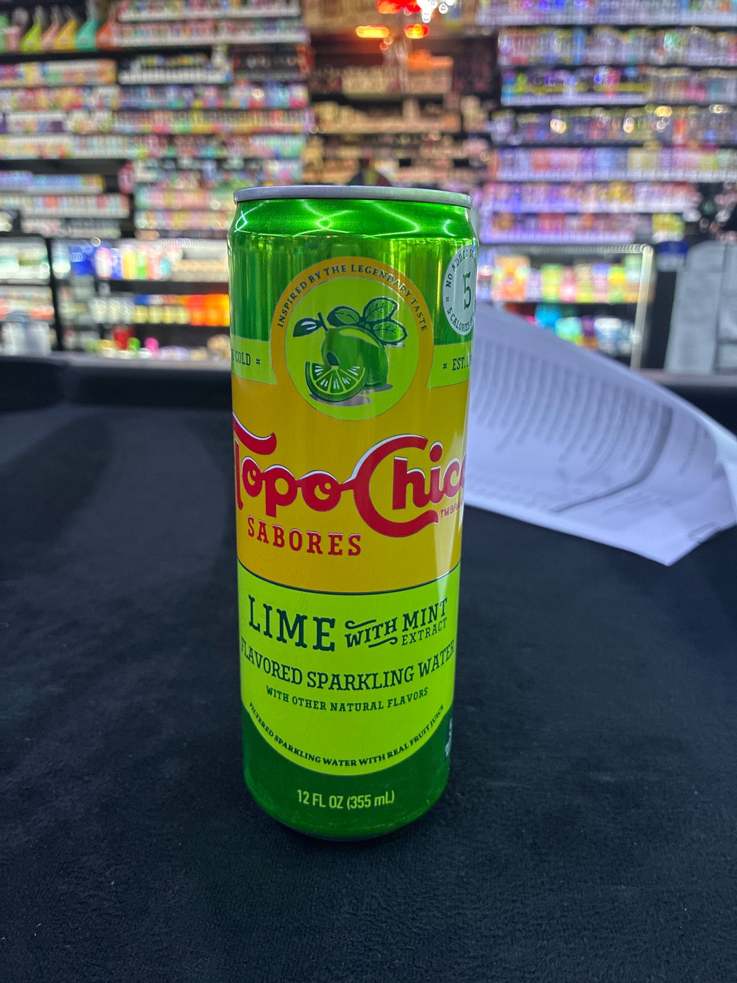 Topo Chico sabores lime with mint flavored sparkling water 12floz