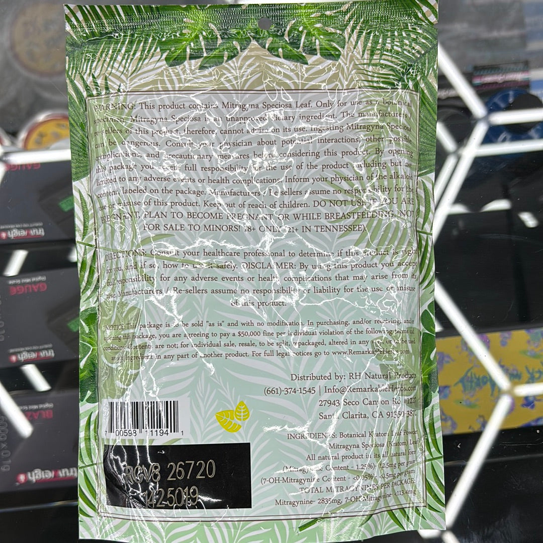 Remarkable herbs, vietnam Kratom , green vein mitragyna speciosa 8oz powder