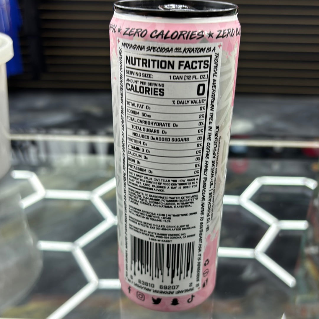 White rabbit, mango berry, Kratom seltzer