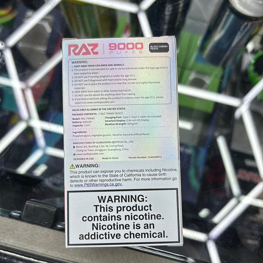 Raz 9000puffs black cherry peach