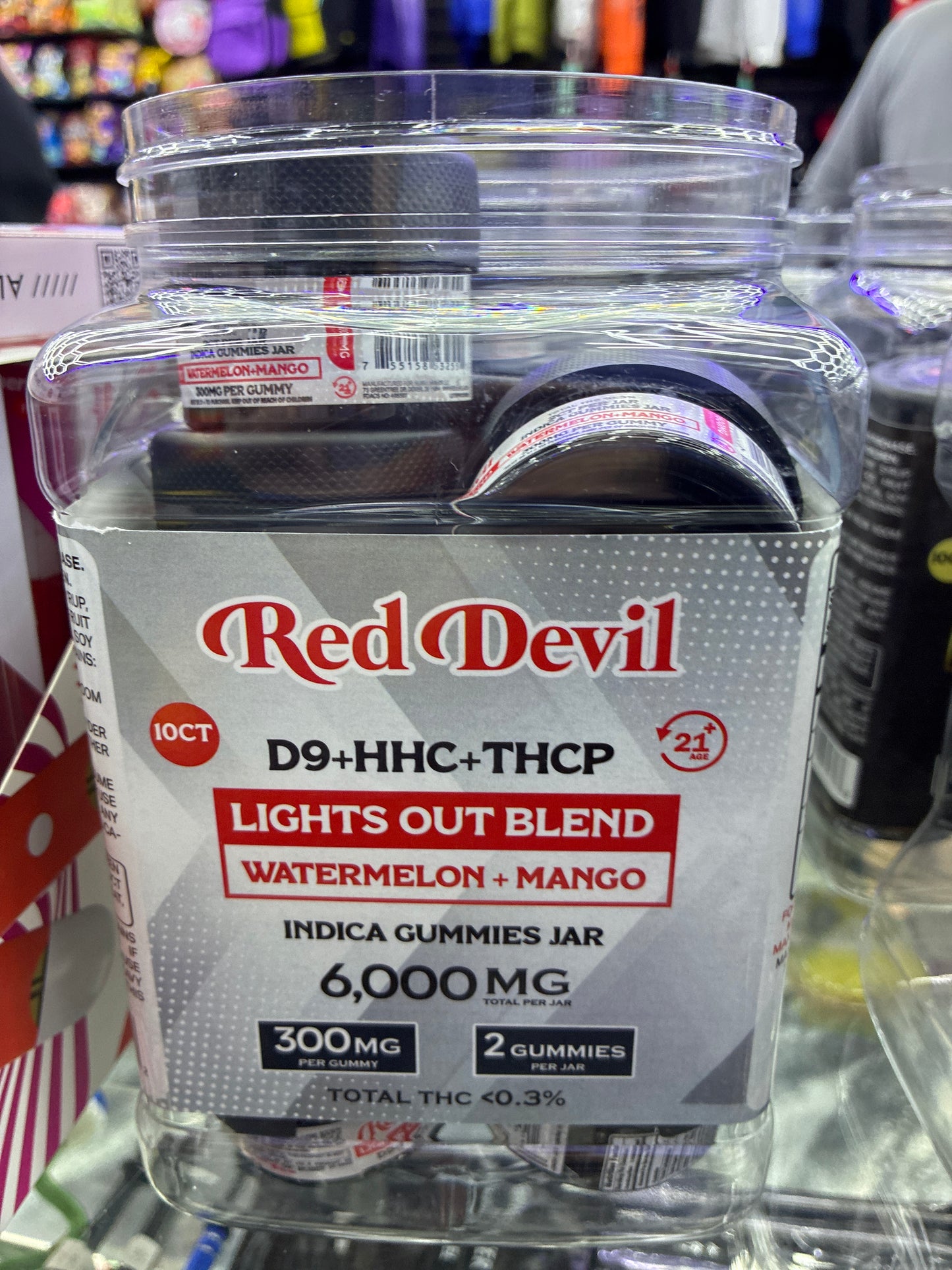 Red devil d9+hhc+thcp lights out blend watermelon + mango 300mg 2ct
