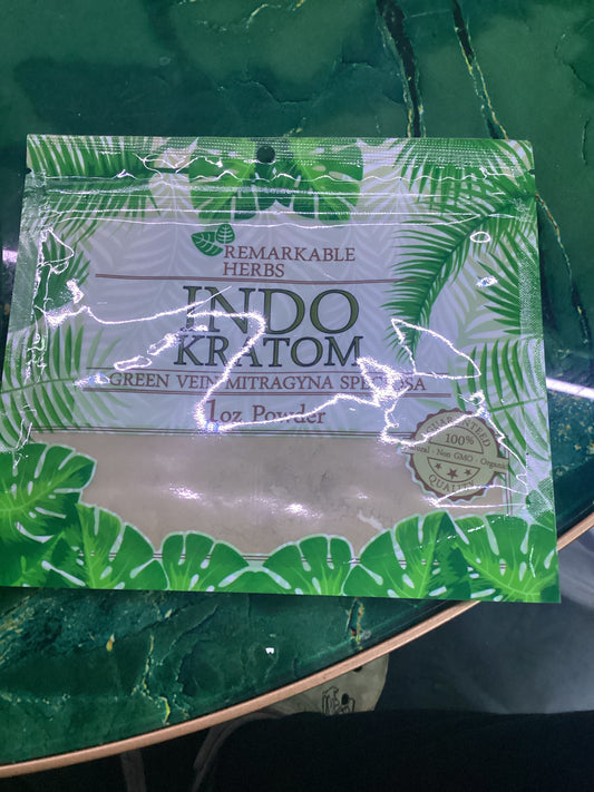 Remarkable herbs, indo Kratom , green vein mitragyna speciosa 1oz powder