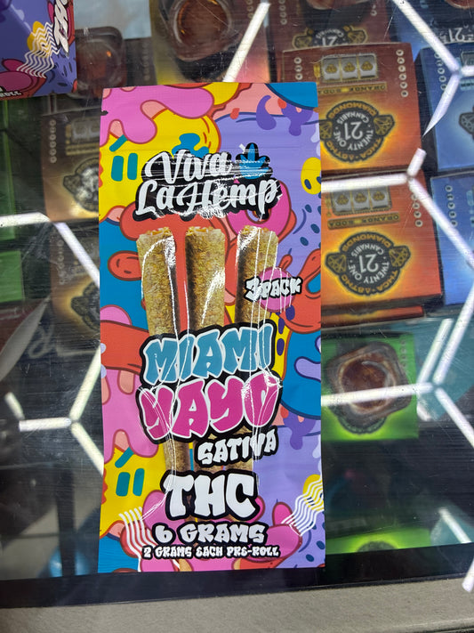 Viva la hemp thca preroll 3ct 6g sativa Miami yayo