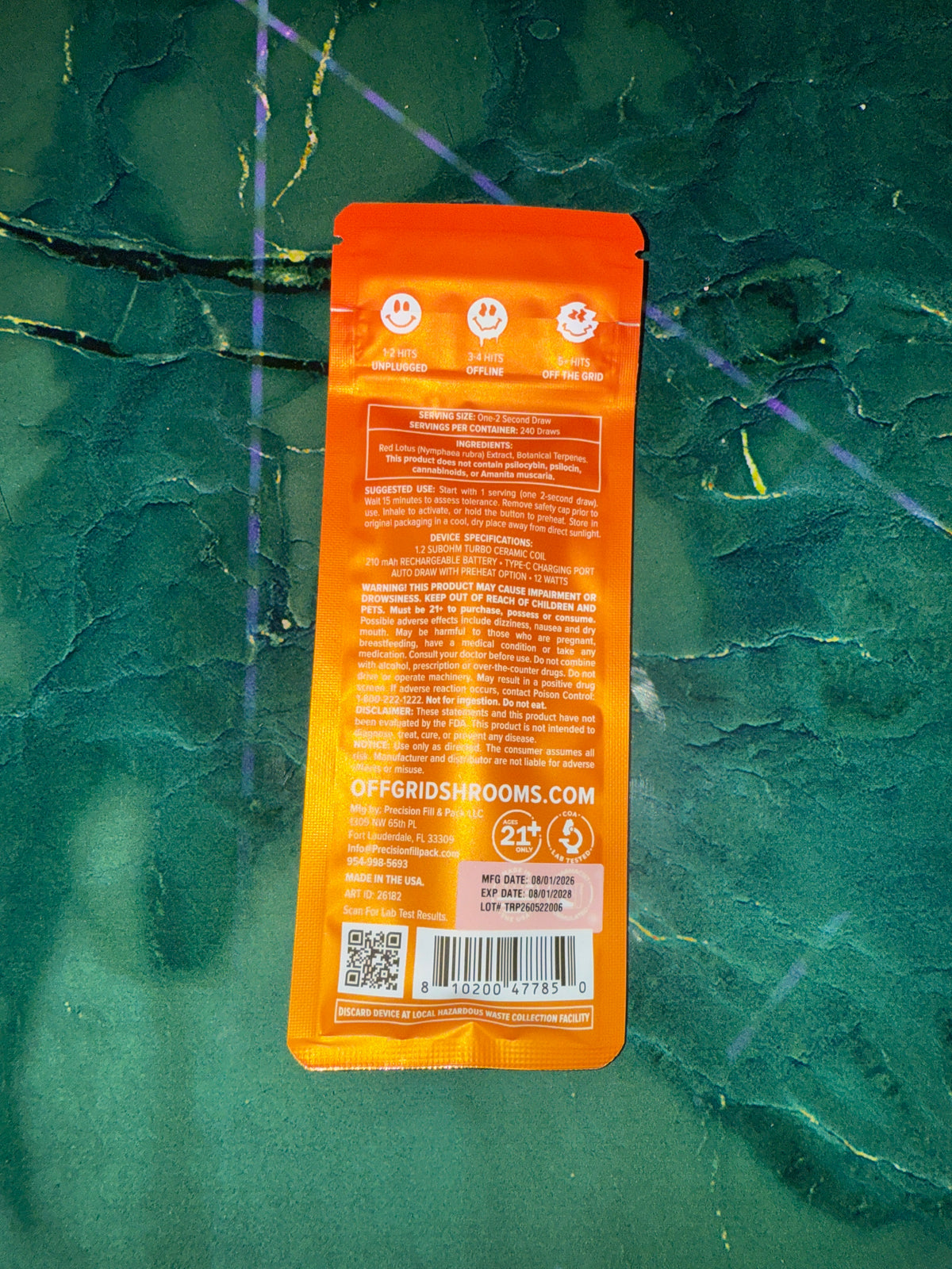 Off Grid Trippy Stick Red Lotus Disposable 0.5 ml Vape Orangecicle