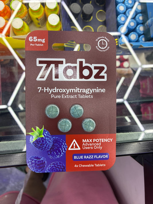 7tabz 7-hydroxymitragynine 65mg per 260mg blue razz flavor