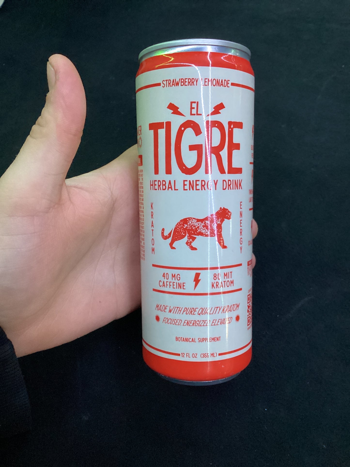 El Tigre herbal energy drink 40mg caffeine 80mit strawberry lemonade