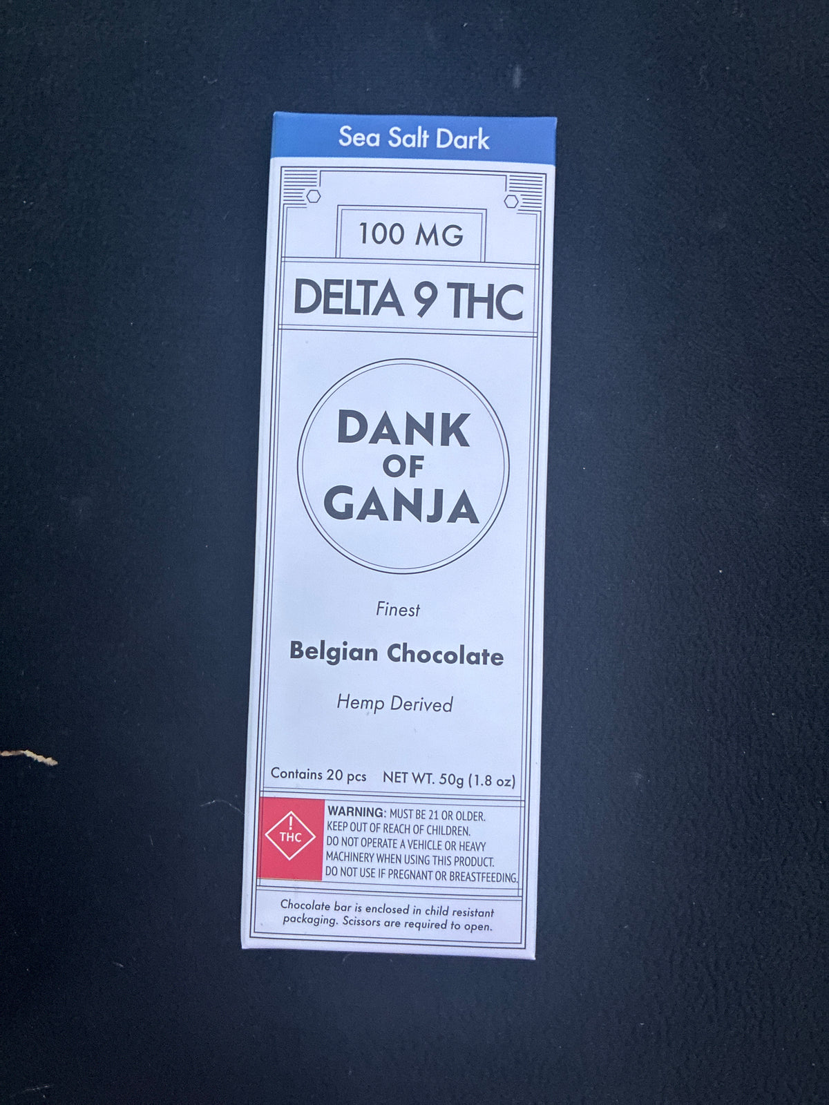Dank of Ganja finest Belgian chocolate 100mg sea salt dark