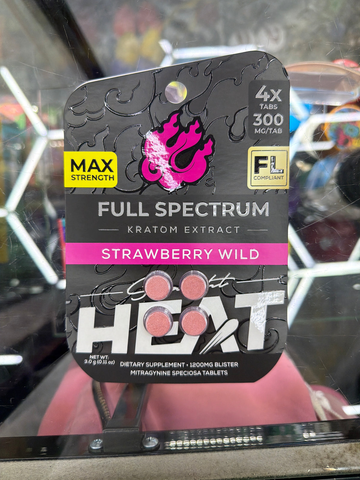 Heat full spectrum kratom extract 300mg x 4ct strawberry wind