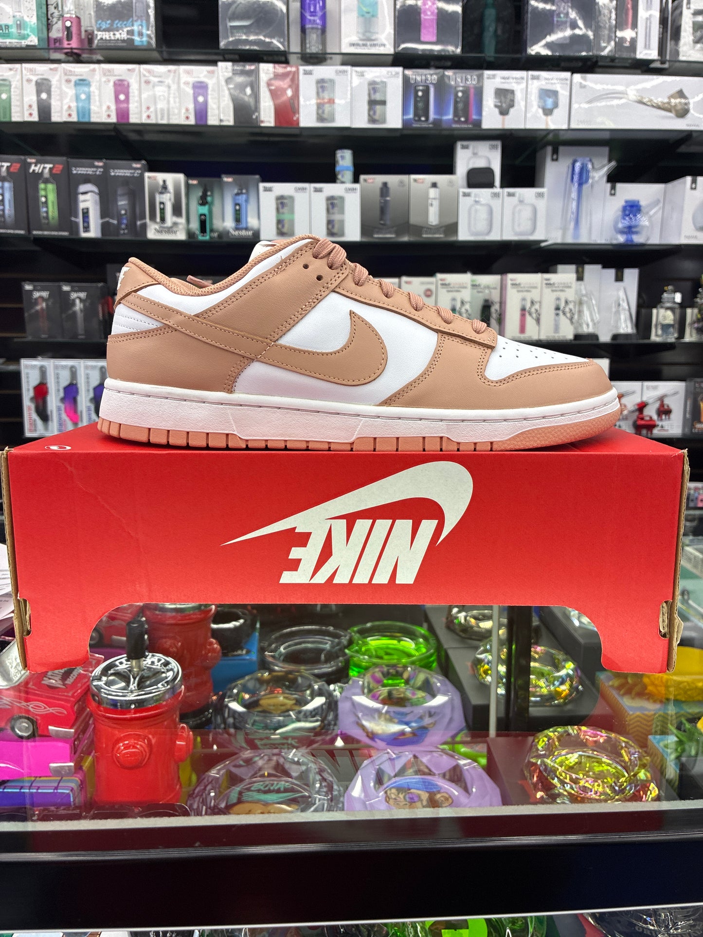 W Nike dunk low white/ rose whisper size 12