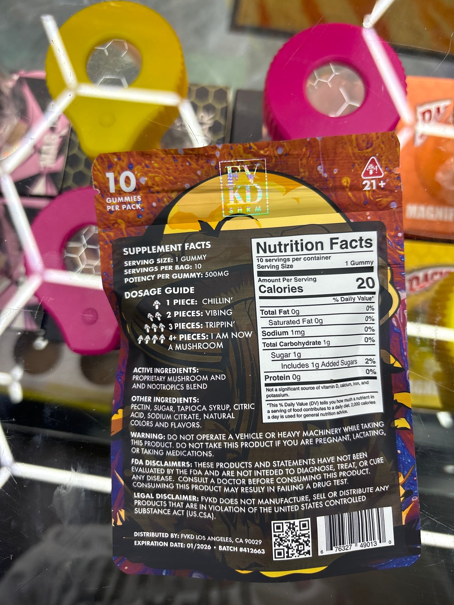 Fvkd enhance hypo mushroom gummy’s tangerine 500 MG per gummy 5000 MG per bag