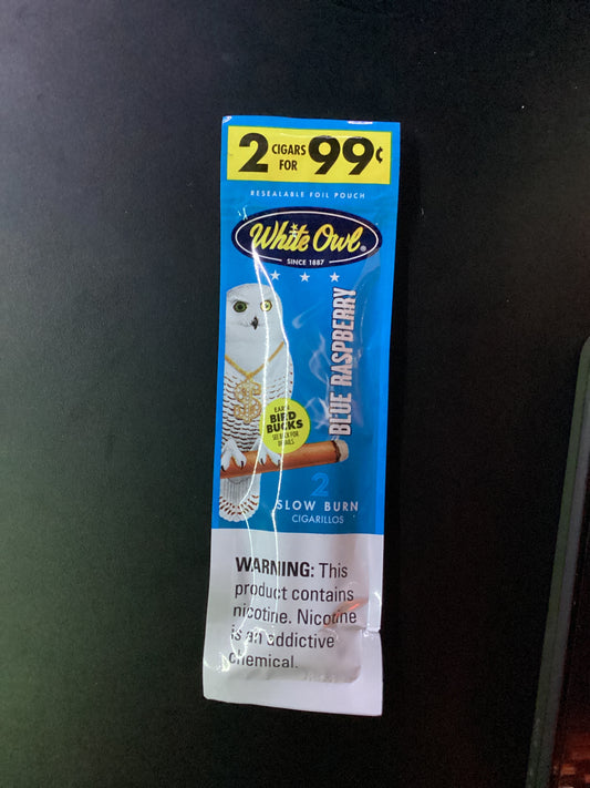 White owl blue raspberry