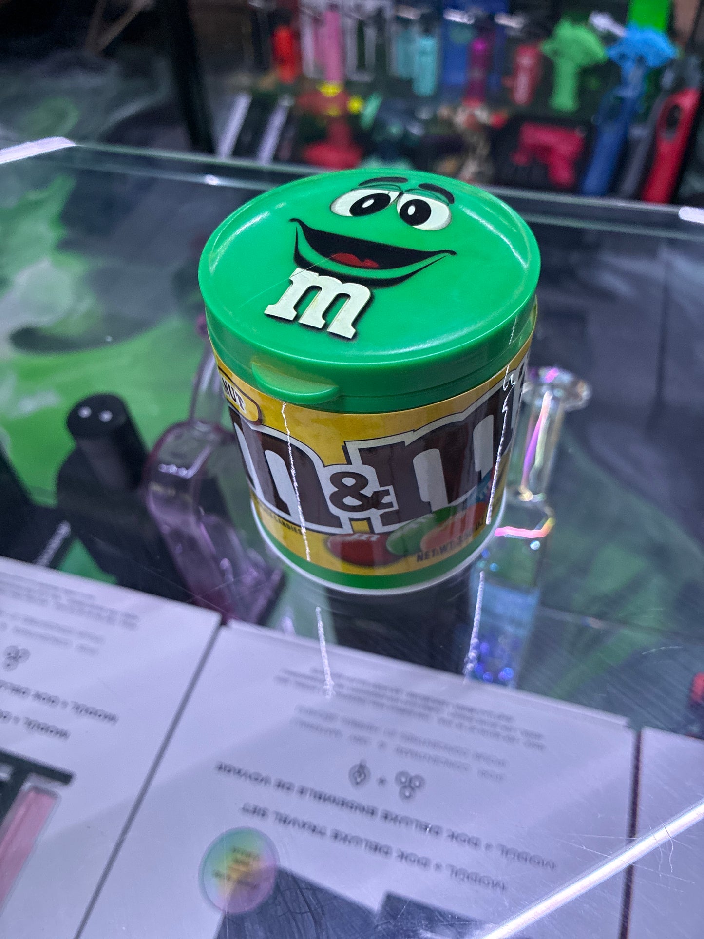 Peanut M&M’s green stash jar