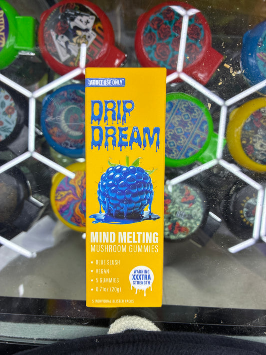 Drip dream mind melting mushroom gummies 5ct blue slush