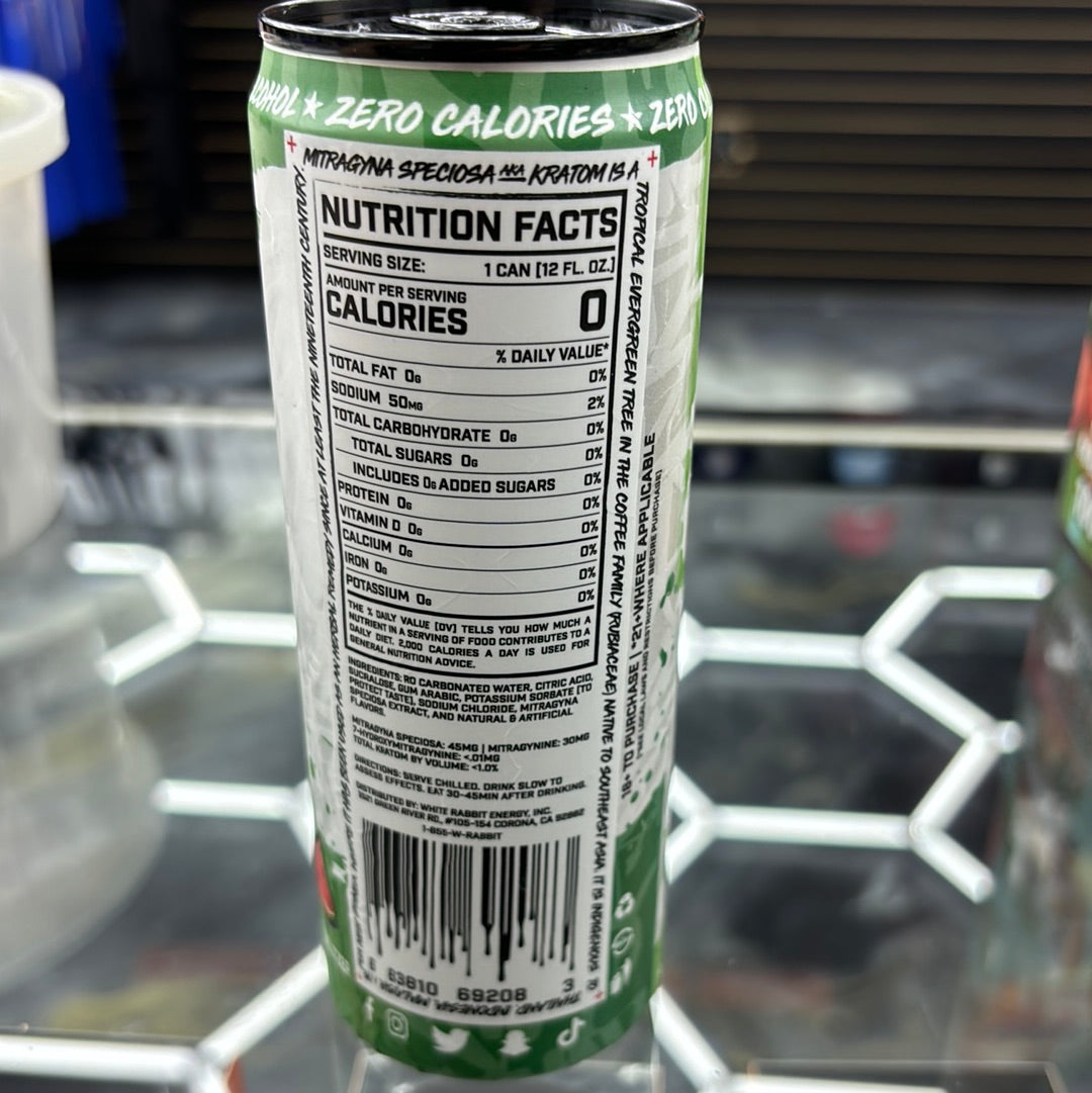 White rabbit, watermelon candy, Kratom seltzer