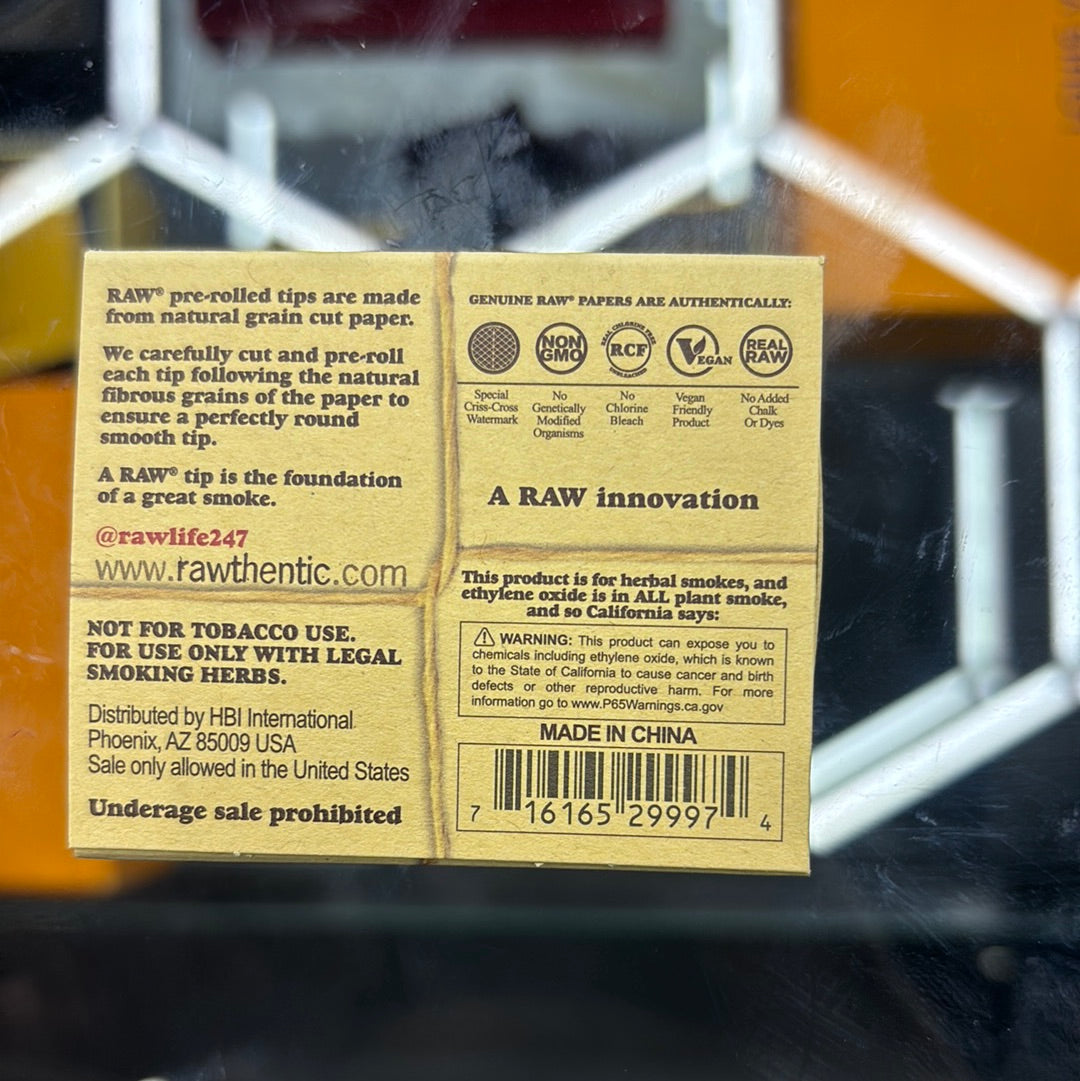 Raw tip pre-rolled tips