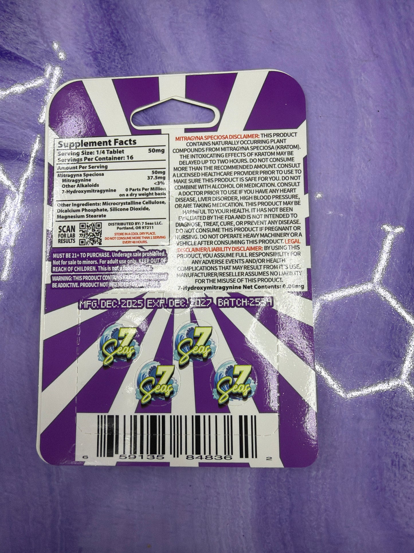 7 seas 4ct full spectrum 800mg kratom tablets Grape
