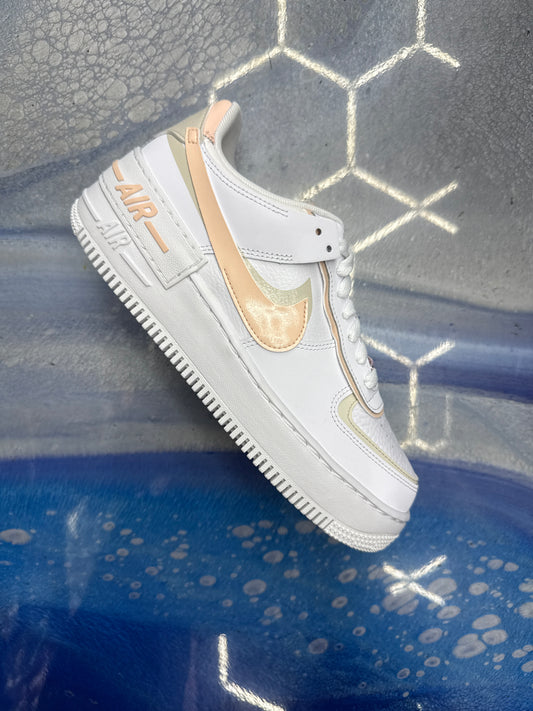 Nike Air Force 1 low shadow white light orewood brown washed coral (women’s) size 8.5