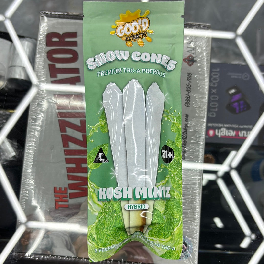 Goo’d extracts, snowcones Kush, mints, hybrid