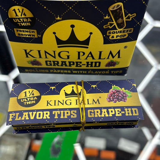 King palm 1 1/4 ultra thin flavor, tips, grape hd , joint wraps, French brown paper