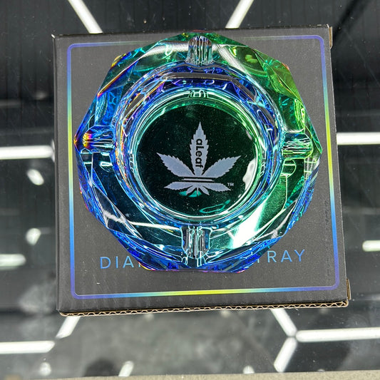 Aleaf green glass ashtray