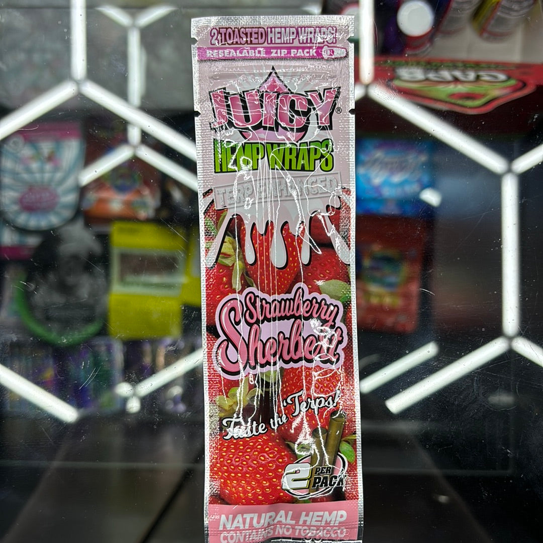 Juicy hemp wraps strawberry sherbet, terp enhanced