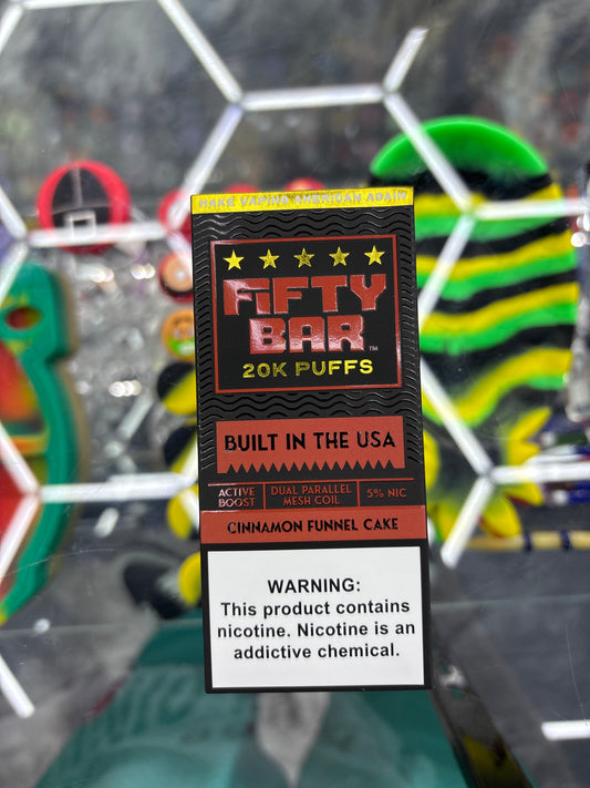 Fifty bar 20K puff cinnamon funnel cake