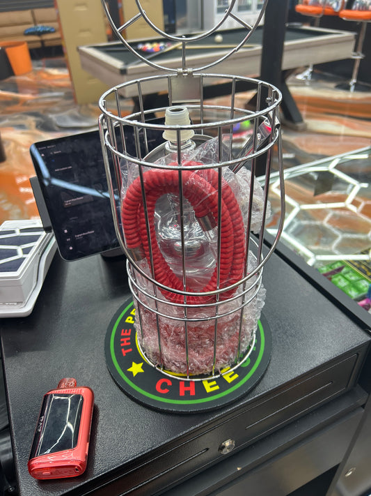 Hookah H1 small with metal cage red