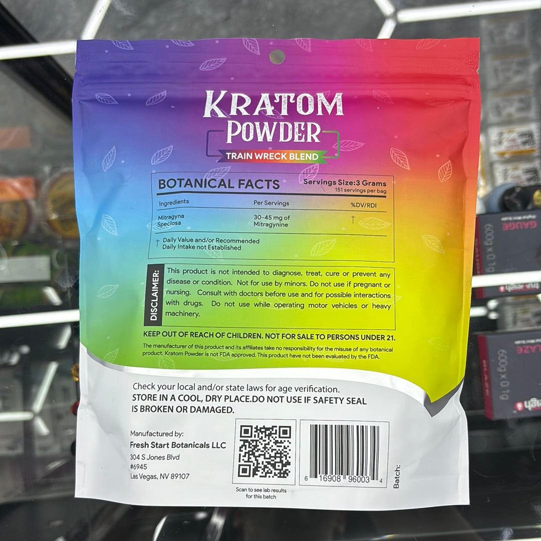 Fresh start botanicals Kratom powder train wreck, blend 16oz