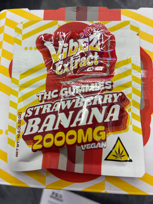 Vibez extract Thc gummies 2000mg vegan strawberry banana
